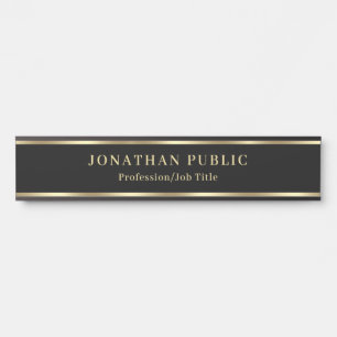 Porte-nom Pour Porte Personnalisé Élégant Noir Et Or Maison Bureau Écol