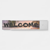 Porte-nom Pour Porte Plage Palm Tree Calme coucher de soleil (Devant)