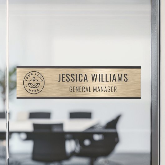 Porte-nom Pour Porte Professional Elegant Black Faux Brushed Gold