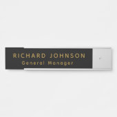 Porte-nom Pour Porte Professional Modern Black Gold Nom du bureau Titre (Devant)