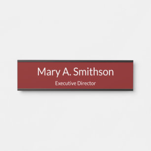 Porte-nom Pour Porte Professionnel Deep Red White Nom du travail Titre 