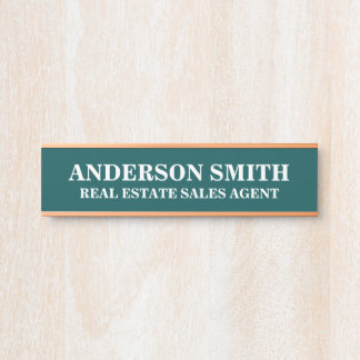 Porte-nom Pour Porte Professionnel Moderne Turquoise Blanc Nom Titre