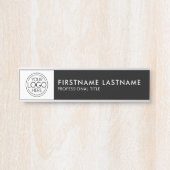 Porte-nom Pour Porte Professionnel, Noir Blanc Moderne Logo, Nom, Titre (Devant)