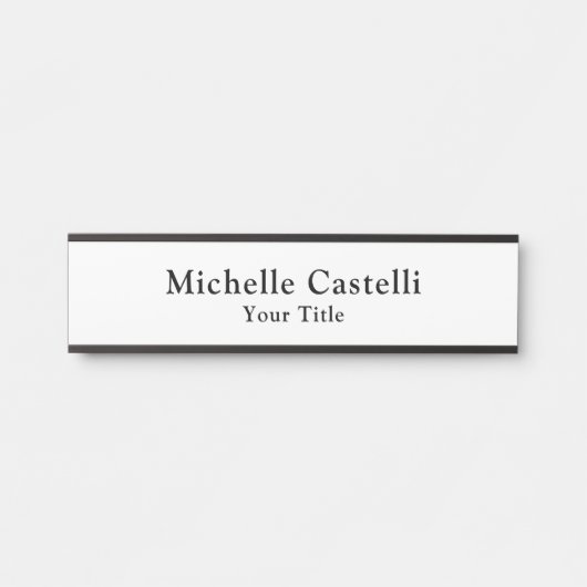 Porte-nom Pour Porte Professionnel Unique Classique Simple Noir Blanc (Devant)