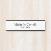 Porte-nom Pour Porte Professionnel Unique Classique Simple Noir Blanc (Devant)