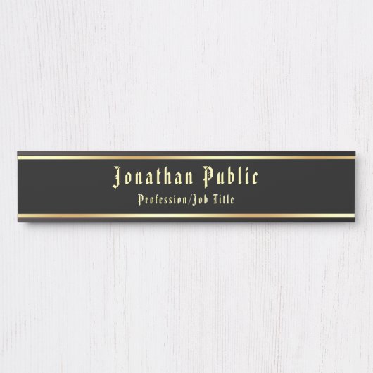 Porte-nom Pour Porte Revêtement Noir Noir Classique Nostalgique (Devant)