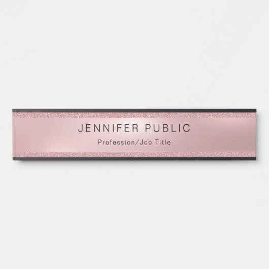 Porte-nom Pour Porte Rose Gold Parties scintillant Glamor Moderne Éléga (Devant)