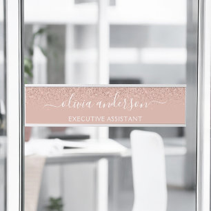 Porte-nom Pour Porte Rose professionnel moderne Gold Blush Pink Parties