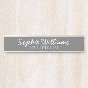 Porte-nom Pour Porte Script Bold Polices blanches Nom Titre sur Modern
