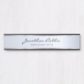 Porte-nom Pour Porte Script Calligraphie Professionnel Noir Et Argent (Devant)