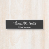 Porte-nom Pour Porte Script moderne Nom professionnel noir (Devant)