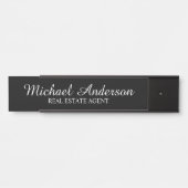 Porte-nom Pour Porte Script moderne professionnel noir et blanc (Devant)