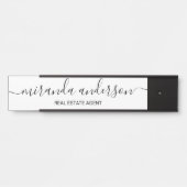 Porte-nom Pour Porte Script moderne professionnel noir et blanc (Devant)