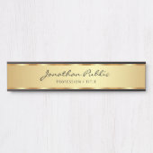 Porte-nom Pour Porte Script Professionnel Noir Et Or manuscrit (Devant)