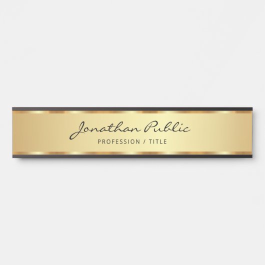 Porte-nom Pour Porte Script Professionnel Noir Et Or manuscrit (Devant)