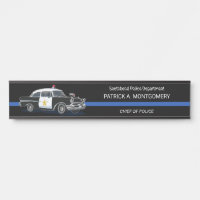 Service de police Vintage - Ligne bleue mince Nom 