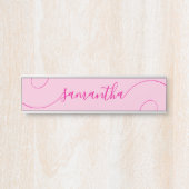Porte-nom Pour Porte Signature à boudin rose chaud (Devant)
