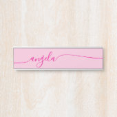 Porte-nom Pour Porte Signature de verre rose chaud (Devant)
