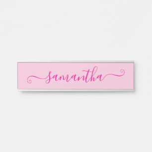 Porte-nom Pour Porte Signature Mignon Rose Chaud