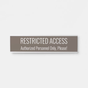 Porte-nom Pour Porte Signe "ACCÈS RESTREINT" élégant et contemporain