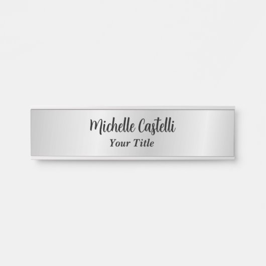 Porte-nom Pour Porte Silver Grey Professionnel Unique Classique Simple (Devant)