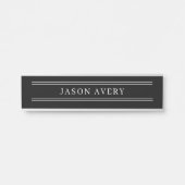 Porte-nom Pour Porte Simple Classique Blanc Noir Double Bordure (Devant)