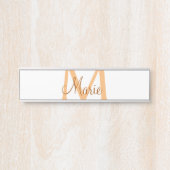 Porte-nom Pour Porte simple minimal ajouter nom monogramme orange marro (Devant)