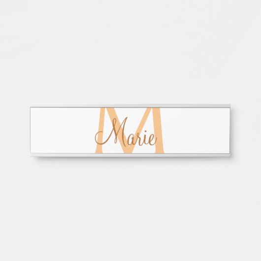 Porte-nom Pour Porte simple minimal ajouter nom monogramme orange marro (Devant)