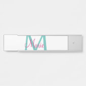 Porte-nom Pour Porte simple minimal ajouter nom monogramme vert rose bl (Devant)