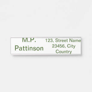 Porte-nom Pour Porte Simple minimal vert ajoutez votre texte nom photo