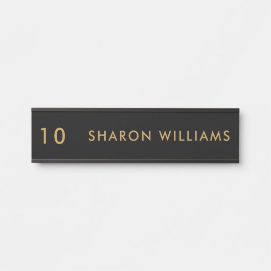Porte-nom Pour Porte Simple Modern Black Professional Employee Name (Devant)