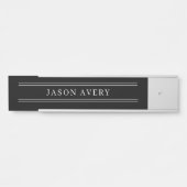 Porte-nom Pour Porte Simple noir blanc classique double bordure (Devant)