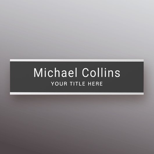 Porte-nom Pour Porte Simple noir nom et titre professionnel modèle