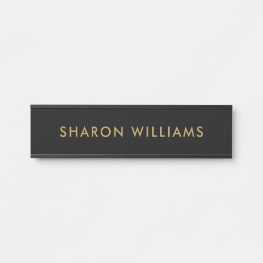 Porte-nom Pour Porte Simple Professional Black and Gold Employee Name (Devant)