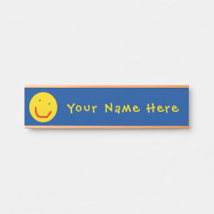 Porte-nom Pour Porte Soleil souriant, visage joyeux