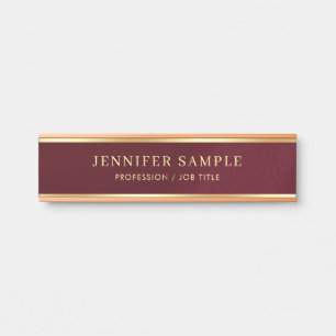 Porte-nom Pour Porte Style Burgundy Rouge Glamour Or Couleur Texte