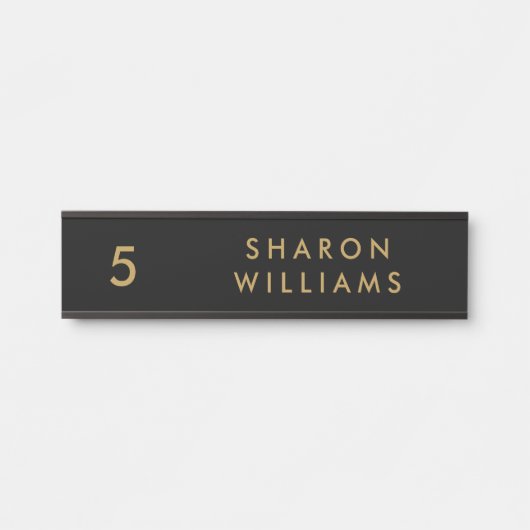 Porte-nom Pour Porte Stylish Professional Black and Gold Employee Name (Devant)