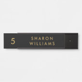 Porte-nom Pour Porte Stylish Professional Black and Gold Employee Name (Devant)