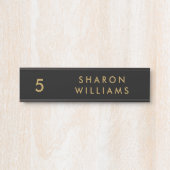 Porte-nom Pour Porte Stylish Professional Black and Gold Employee Name (Devant)