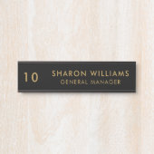 Porte-nom Pour Porte Stylish Professional Black Employee Name & Title (Devant)