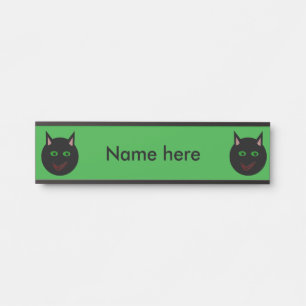Porte-nom Pour Porte Symbole Halloween noir Chat personnalisé