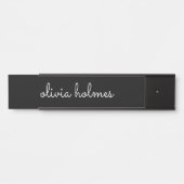 Porte-nom Pour Porte Symbole moderne moderne moderne de script noir Nom (Devant)