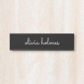 Porte-nom Pour Porte Symbole moderne moderne moderne de script noir Nom (Devant)