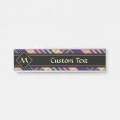 Porte-nom Pour Porte Tartan mauve, or et bleu (Devant)