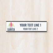 Porte-nom Pour Porte Texte et emplacement personnalisés Surf (Devant)