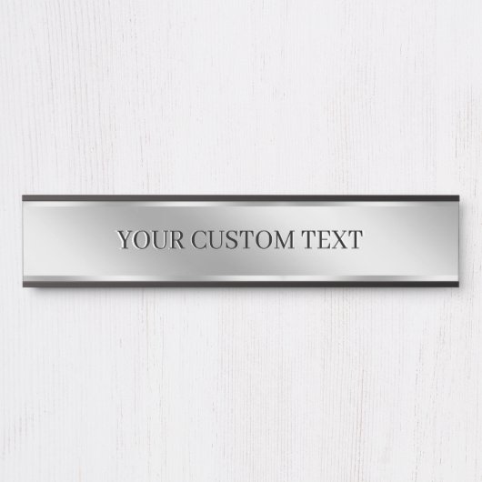 Porte-nom Pour Porte Texte personnalisé argenté Élégant Moderne (Devant)