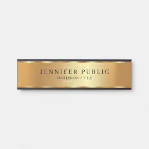 Porte-nom Pour Porte Texte personnalisé Elégant Luxe tendance Noir & Or