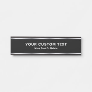 Porte-nom Pour Porte Texte personnalisé Moderne Noir & Argent Luxe Glam