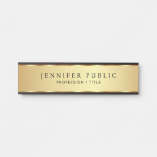 Porte-nom Pour Porte Texte Professionnel Personnalisé Luxueux Noir Et O