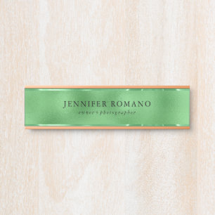 Porte-nom Pour Porte Texture de verre vert iridescente